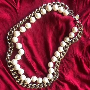 Betsey Johnson huge chain pearl statement necklace